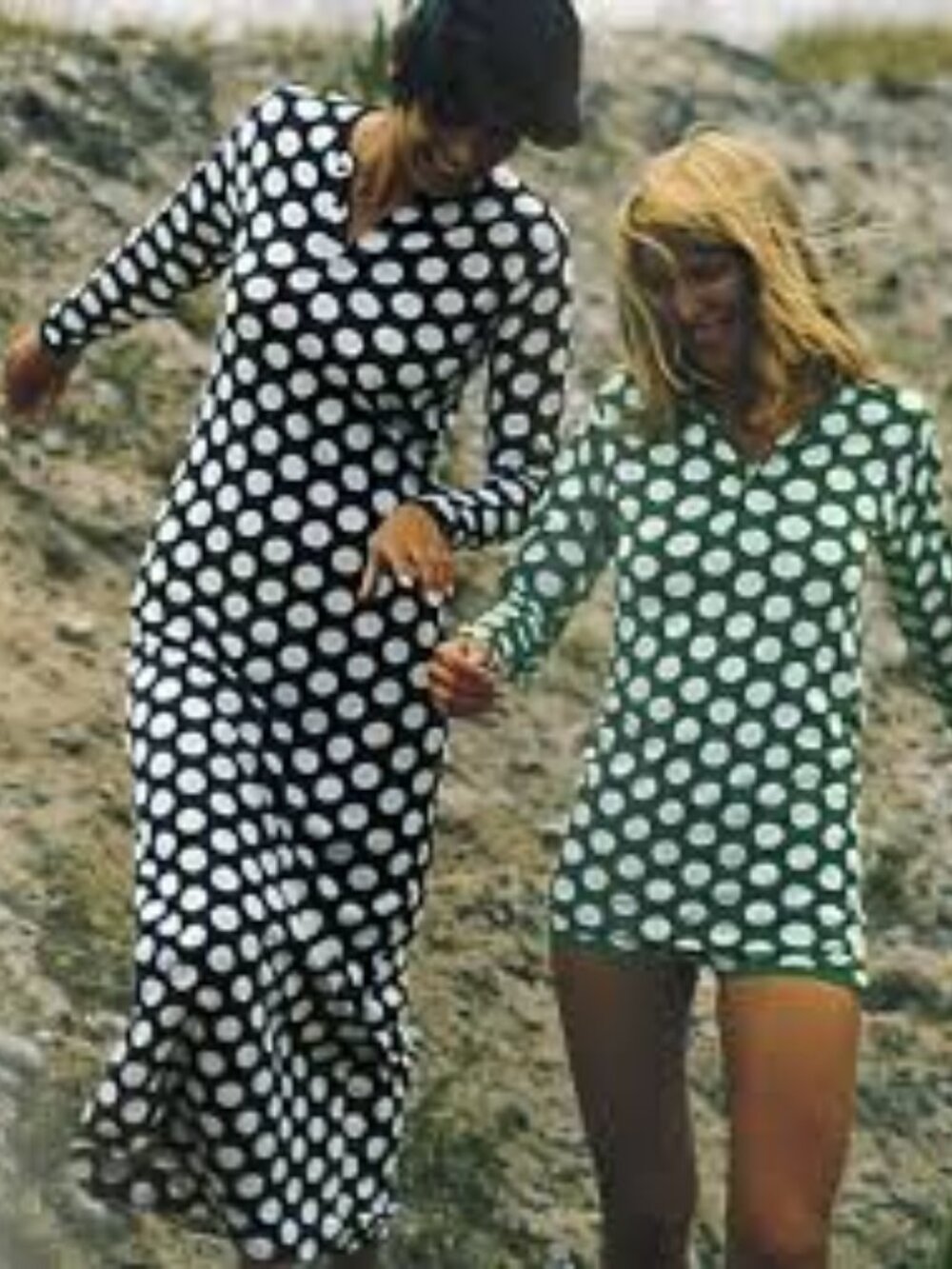 Vintage 1970's Marimekko Maxi Dress B&W Polka Dot S
